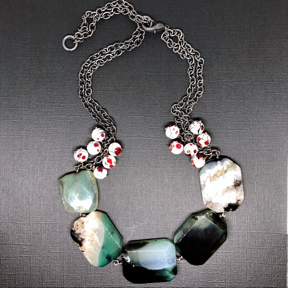 Handcrafted Emerald Cut Jasper Necklace